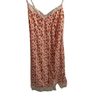 Motel Rocks Floral Lace Chemise Dress in Orange and Cream Size S
